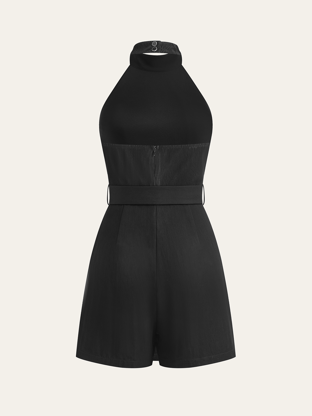 Halter Neck Backless Satin Jumpsuit with Belt