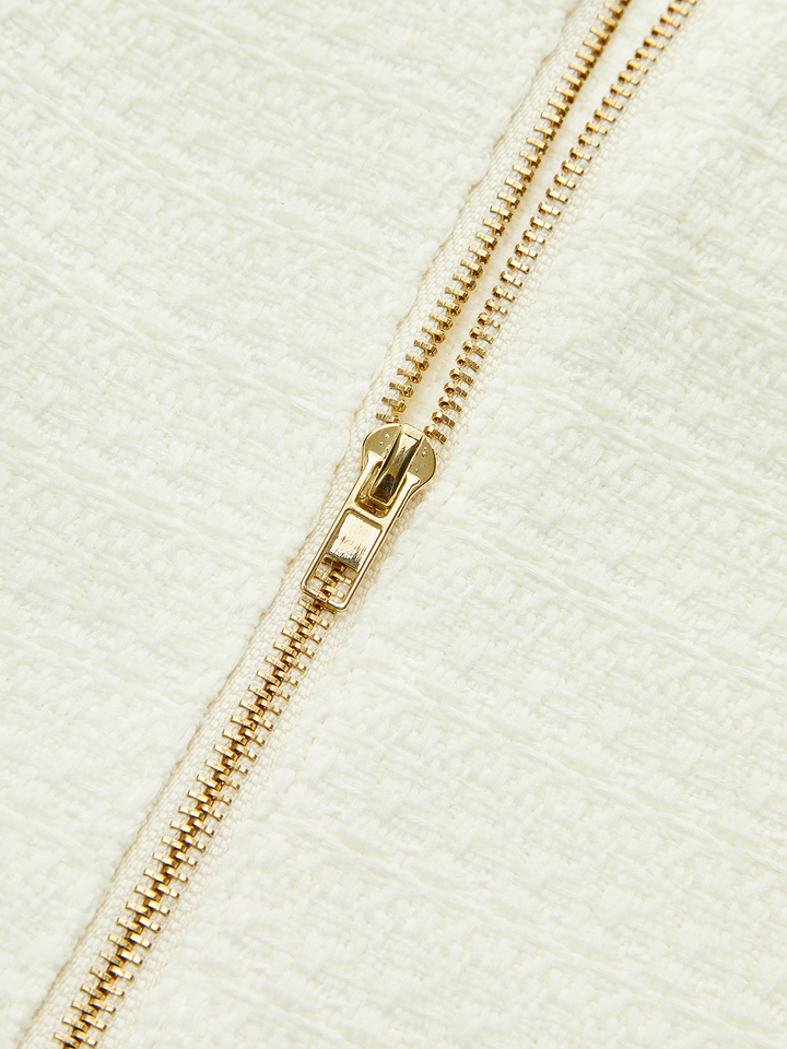 Textured Zipper Jumpsuit With Belt