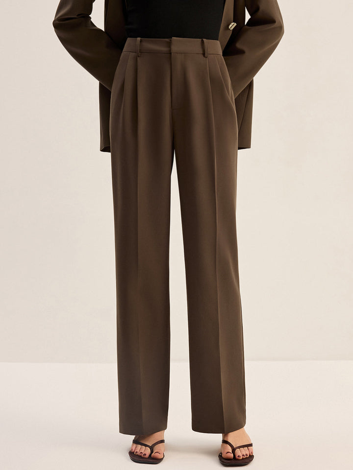 High-Waisted Pleated Pants