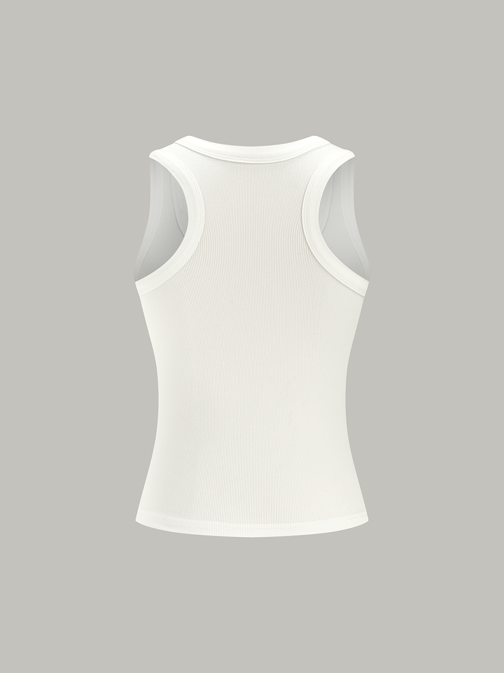 Ribbed Knit Crew Neck Tank Top