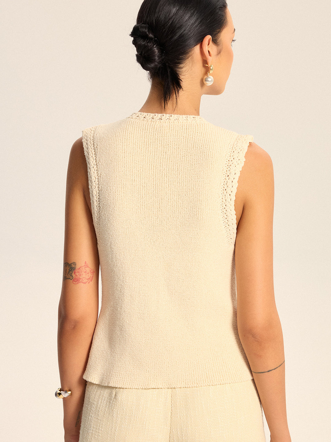 Crochet Trim Knit Vest