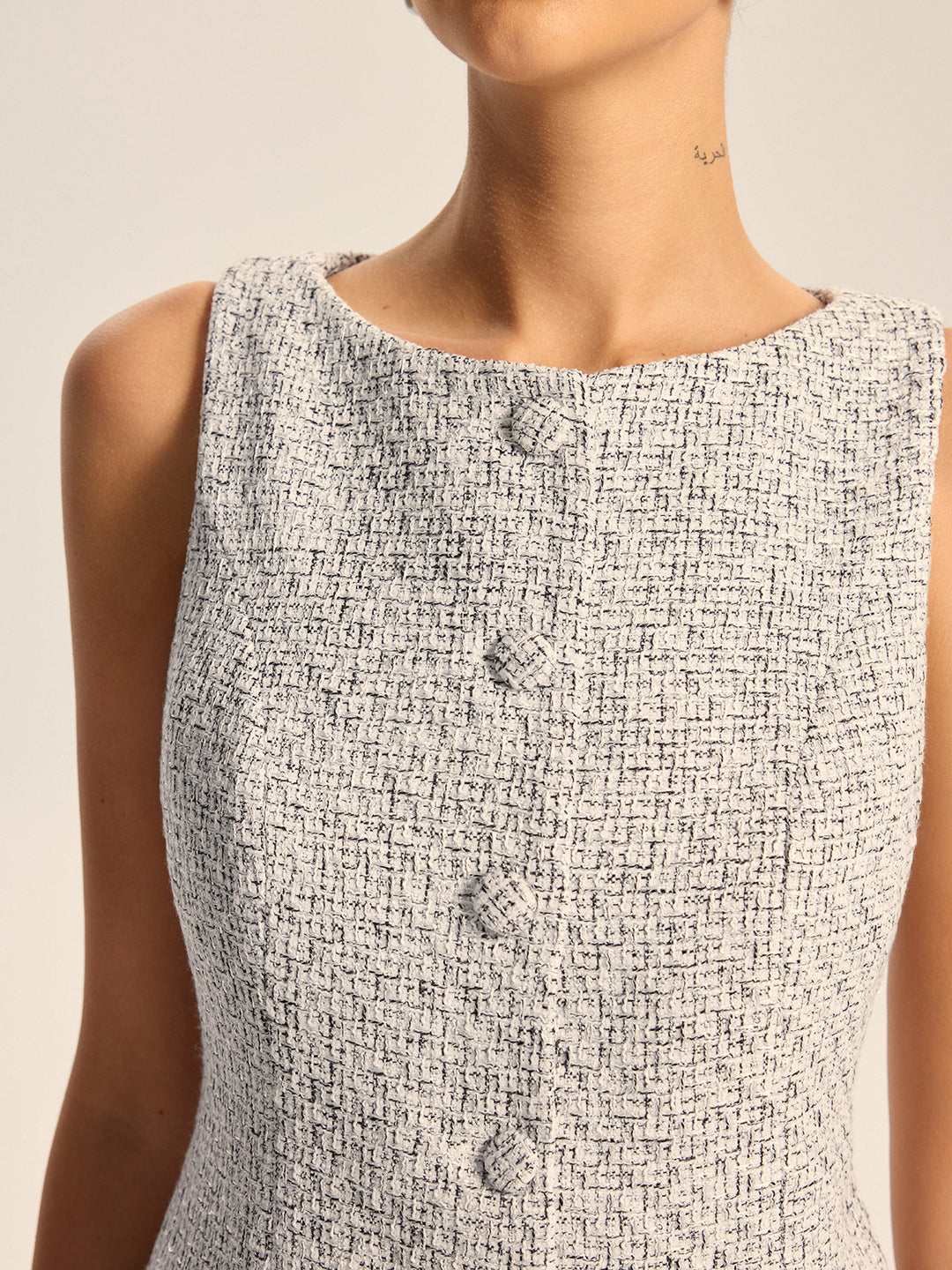 Textured Tweed Button Vest