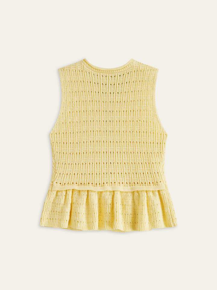 Metal Detail Knitted Peplum Vest