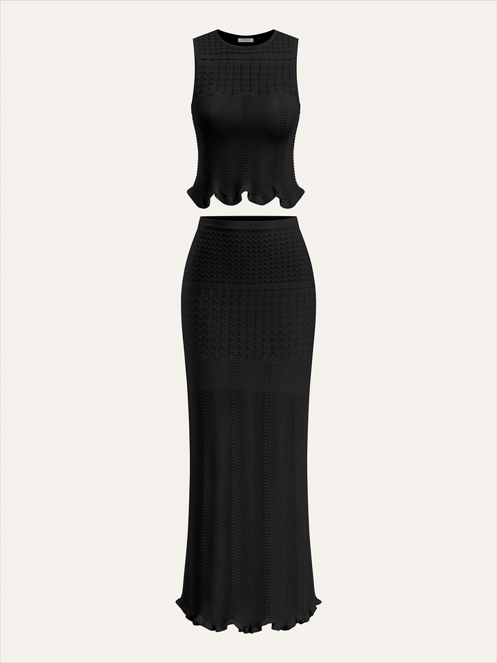 Wave Pattern Sleeveless Knit Top