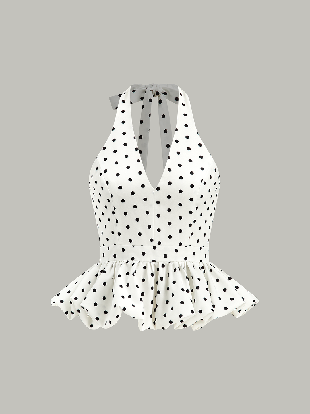 Polka Dot Halter Peplum Top