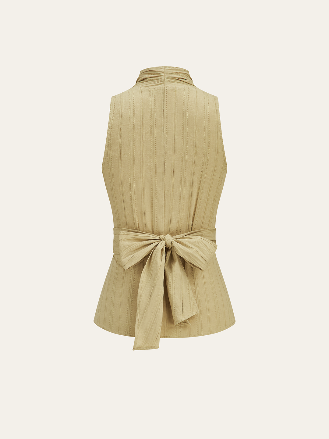 Cotton Draped Wrap Top With Back Bow