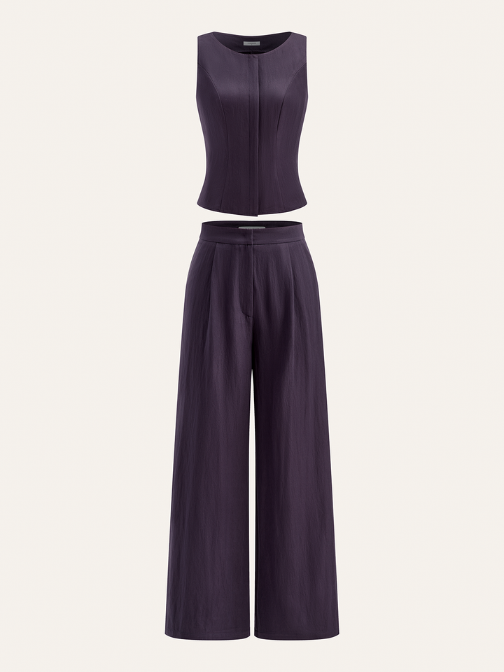 Cotton Blend Sleeveless Top and Pants Set