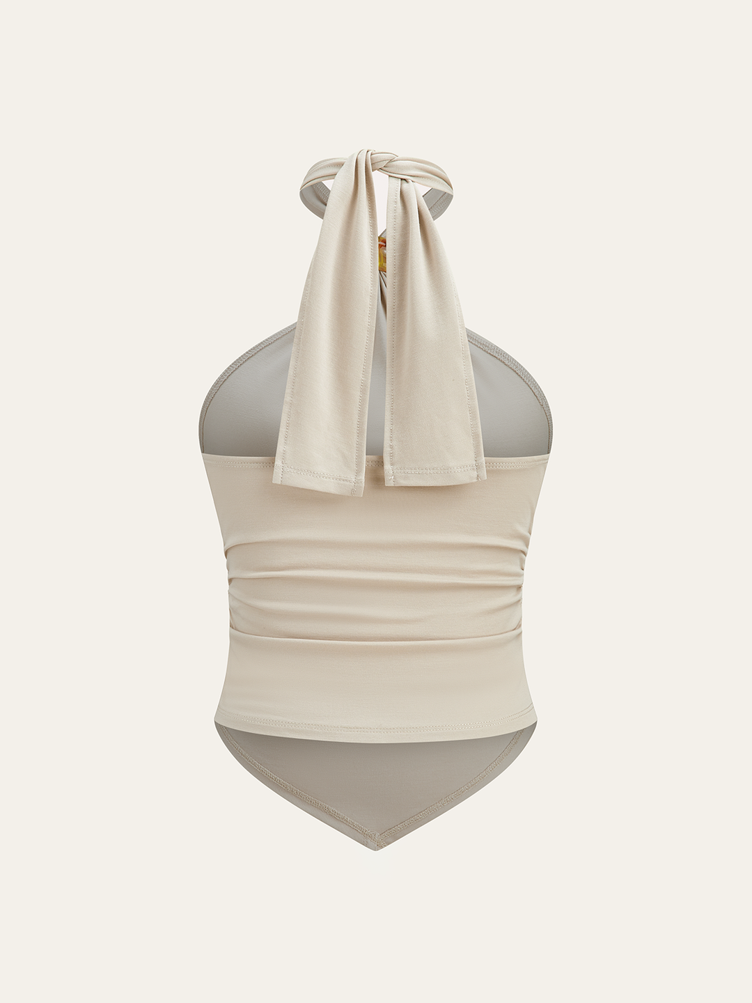 Halter Ruched Top with Bead Detail