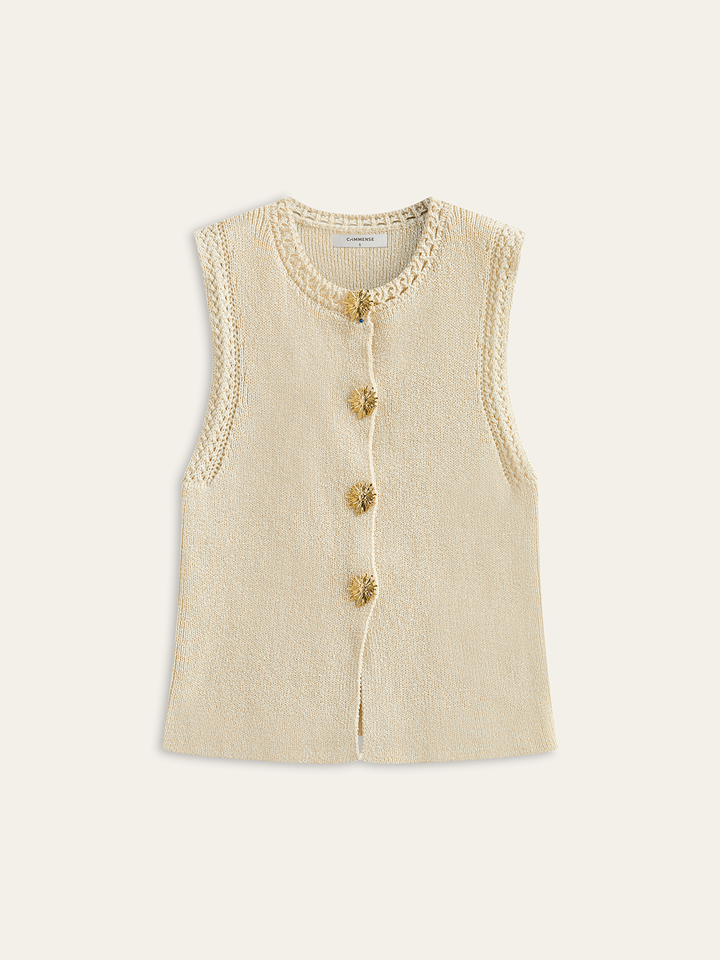 Crochet Trim Knit Vest