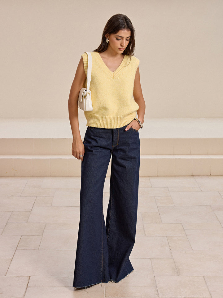 V-Neck Wool-Blend Knitted Vest