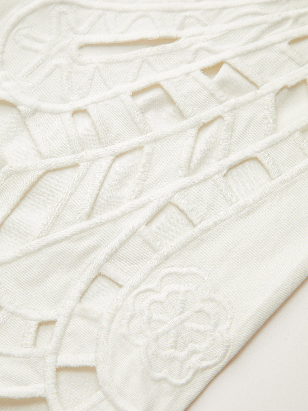 Embroidery Cut-Out Wide-Leg Pants