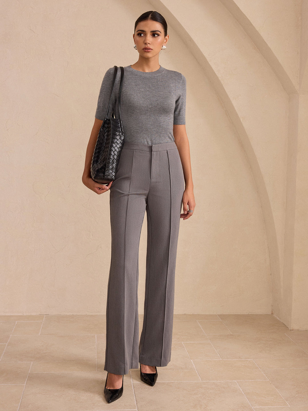 Mid-Waist Flared Pants
