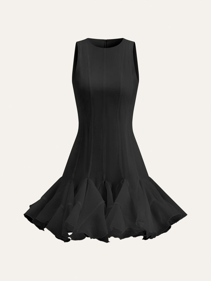 Semi-Sheer Ruffled Hem Mini Dress