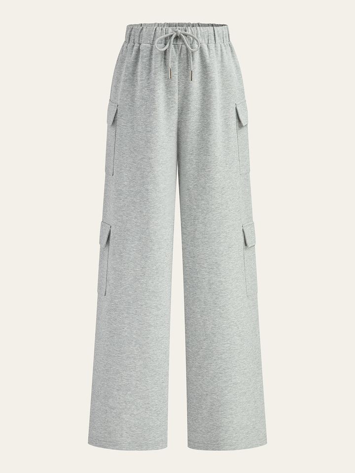 Drawstring Waist Wide Leg Cargo Pants