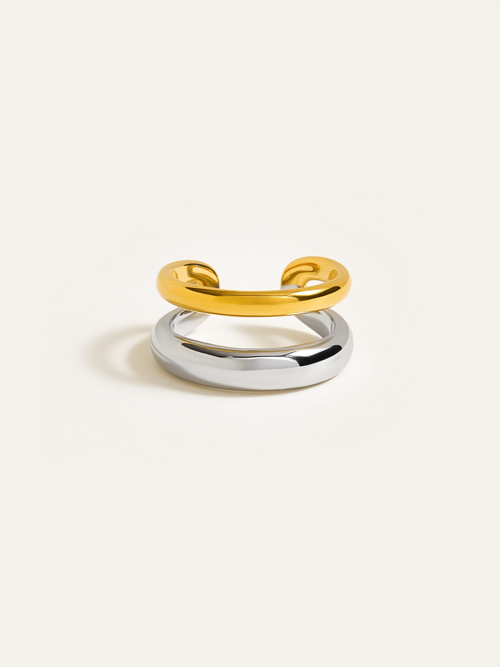 Two-Tone Layered Geometric Ring