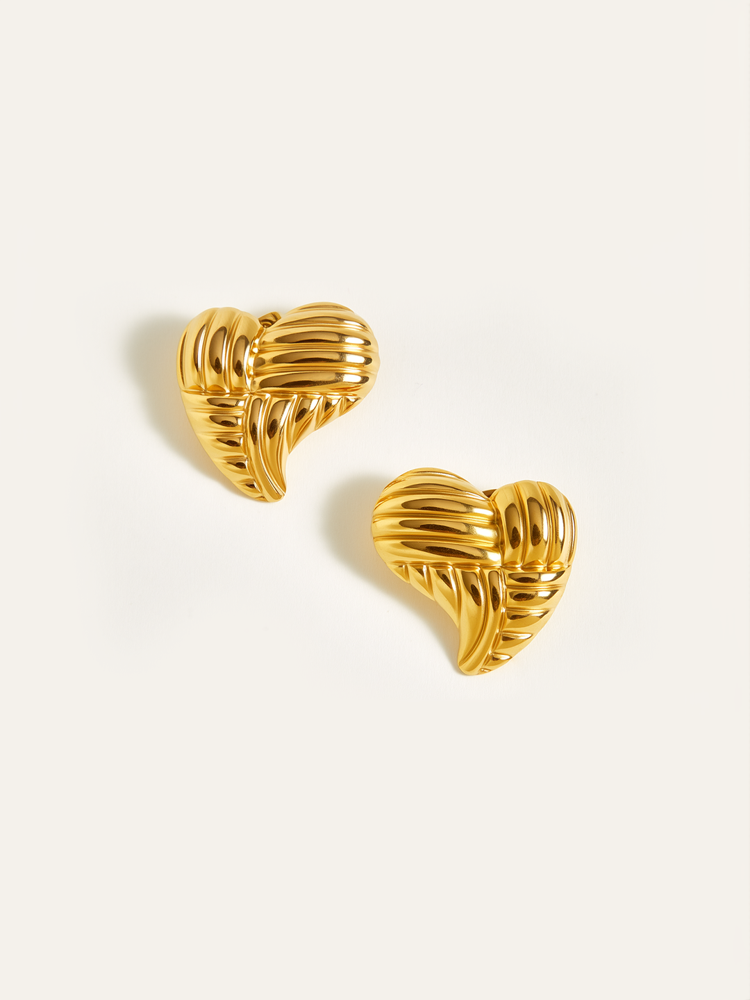 Golden Heart-Shaped Stud Earrings