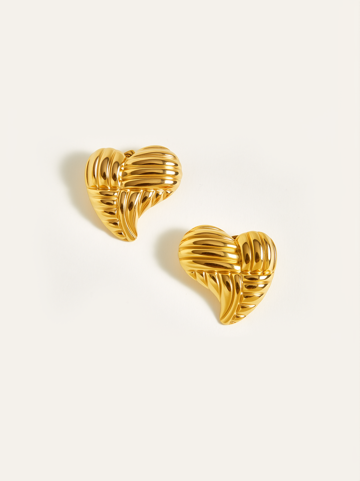 Golden Heart-Shaped Stud Earrings