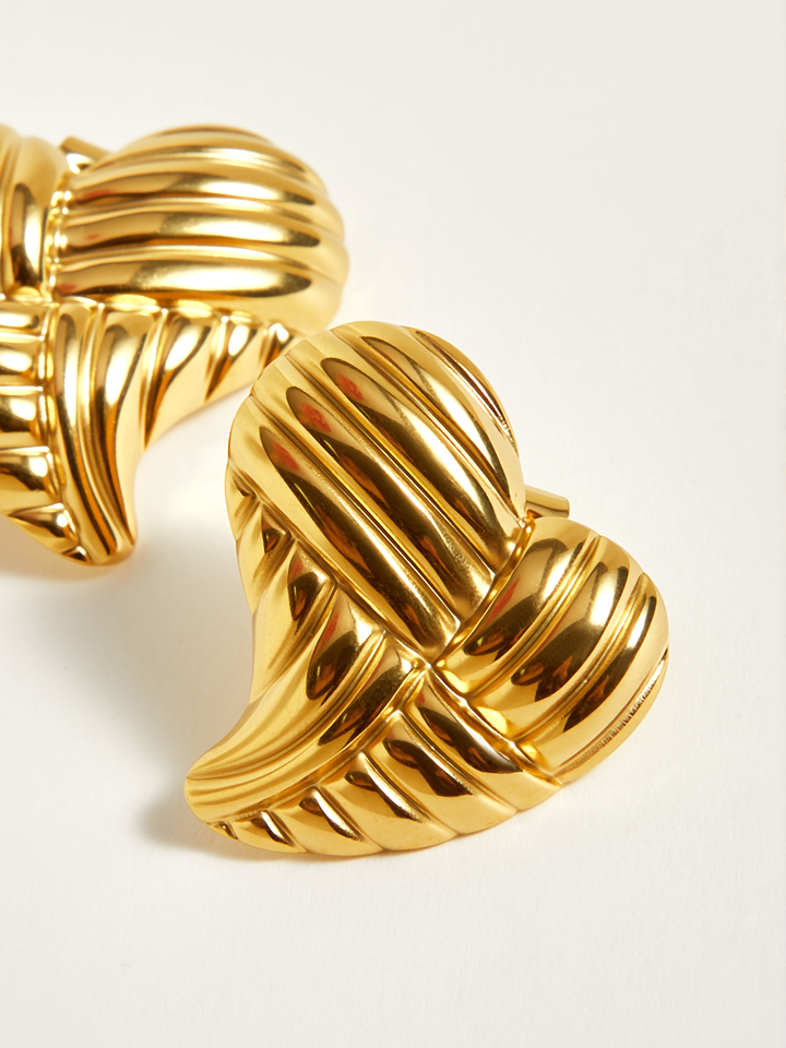 Golden Heart-Shaped Stud Earrings