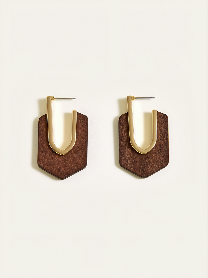 Wood Geometric Earrings