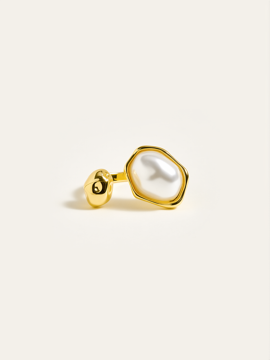 Golden Pearl Open Ring