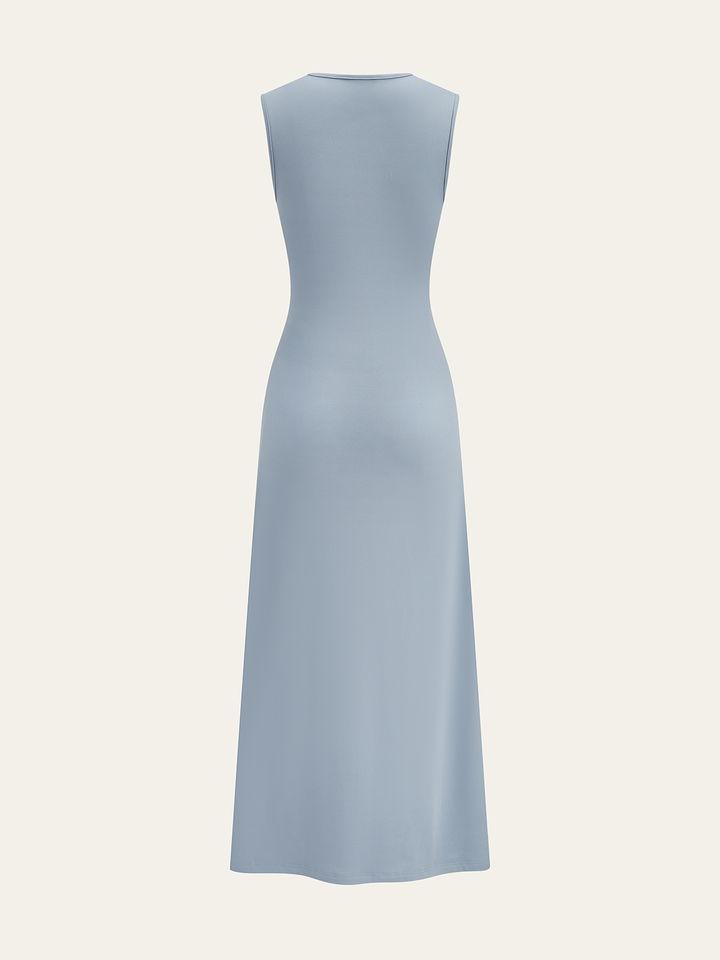 Waist-Twist Metal Buckle Maxi Dress