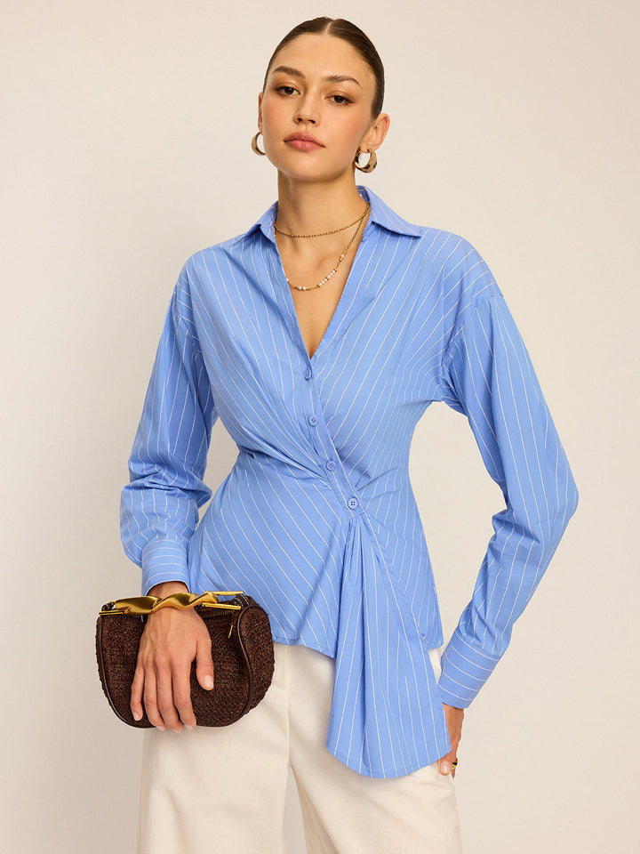 Striped Asymmetric Long Sleeve Shirt