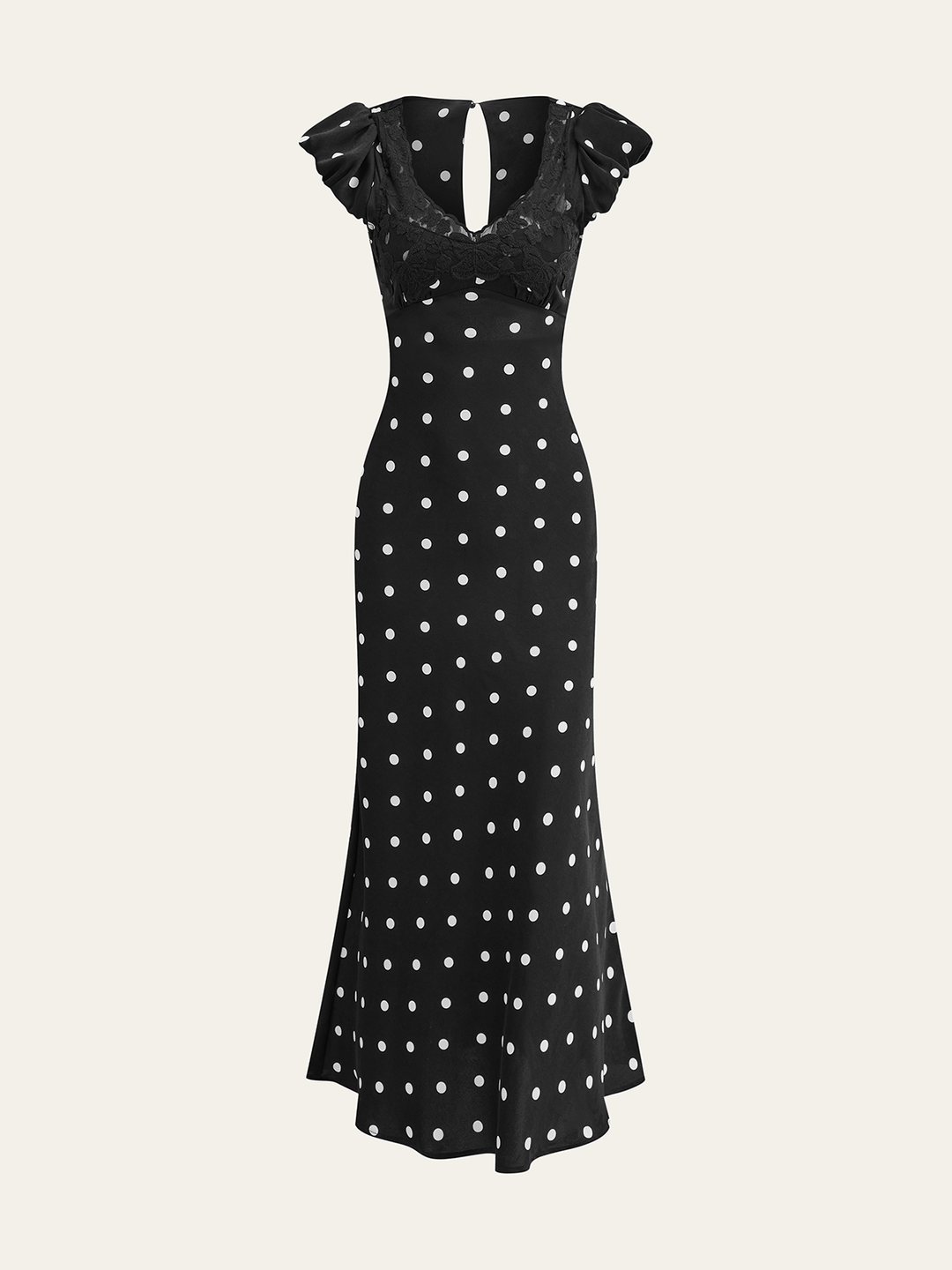 Lace Trim Polka Dot Dress