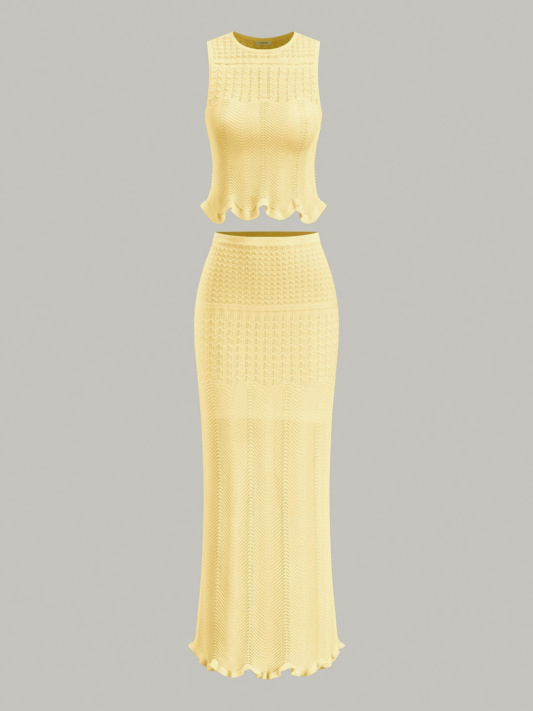 Wave Pattern Knit Maxi Skirt