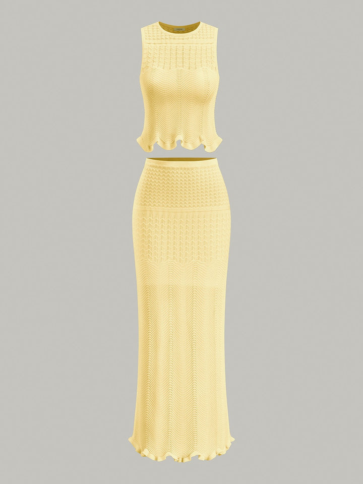 Wave Pattern Sleeveless Knit Top