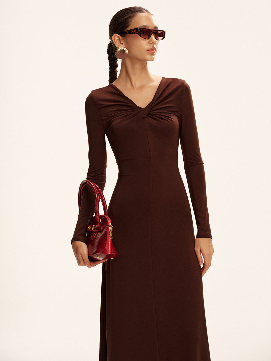 Twist Long Sleeve Maxi Dress