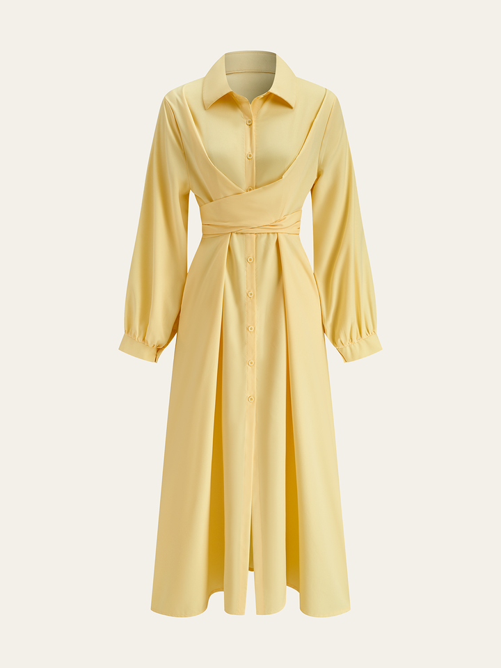 Back Bow Tie Shirt Dress