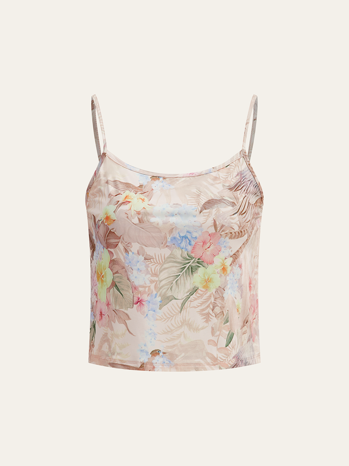 Floral Print Three-Piece Shorts Set With Belt