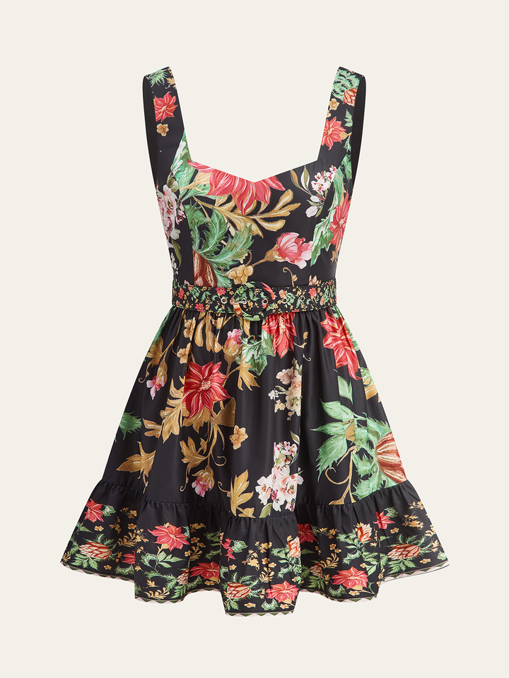 Floral Print Sleeveless Mini Dress