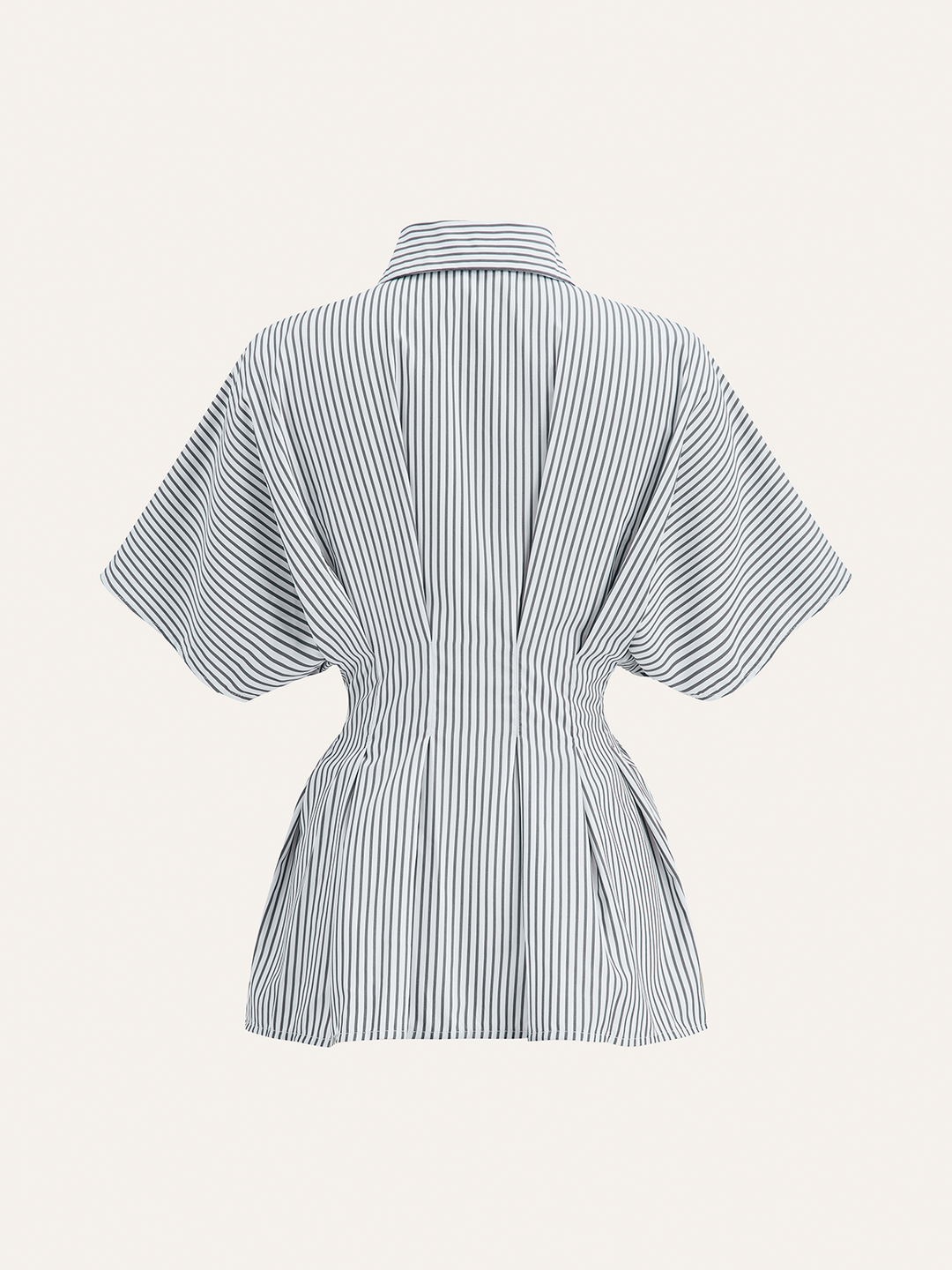 Cinched Waist Striped Button Shirt