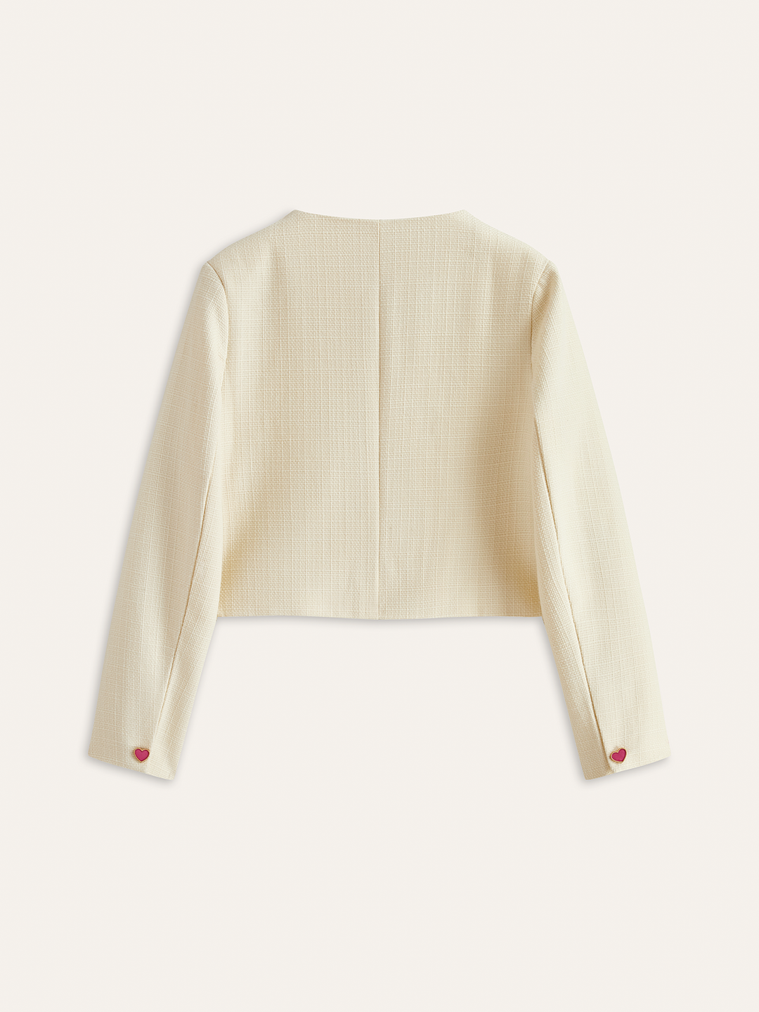 Colorful Heart Button Cropped Blazer