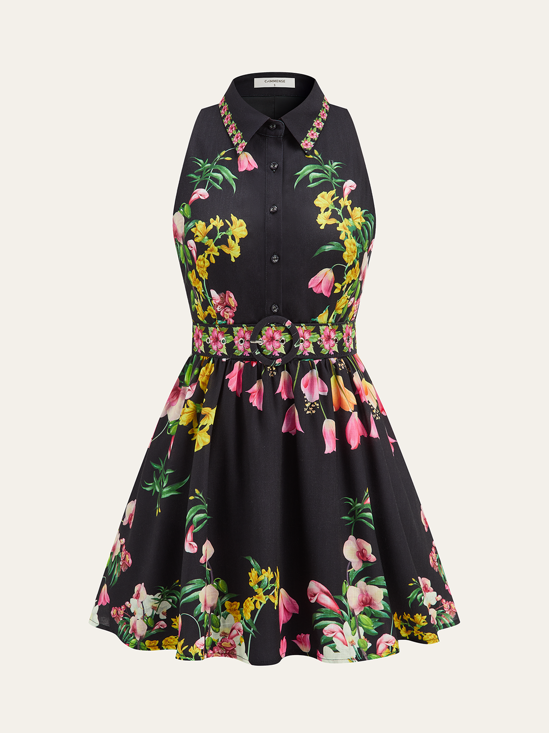 Floral Print Belted Mini Dress