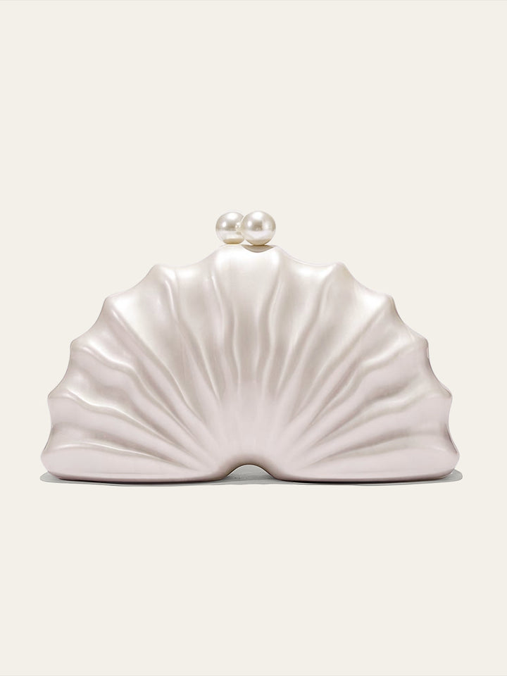 Acrylic Shell Bag with Gold Chain Strap