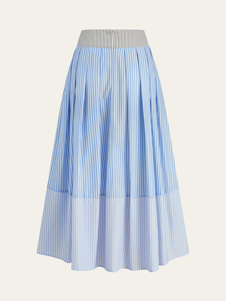 Metal Detail Striped Maxi Skirt