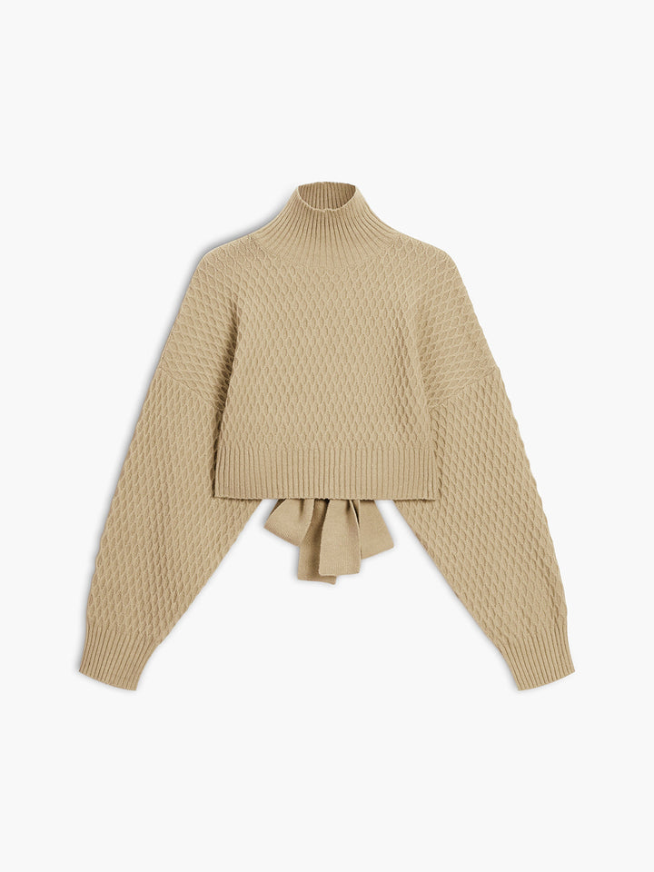 Tie Back Mock Neck Sweater