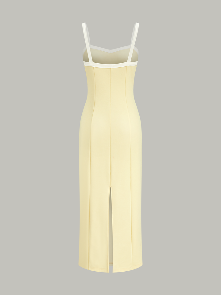 Contrast Trim Strappy Midi Dress