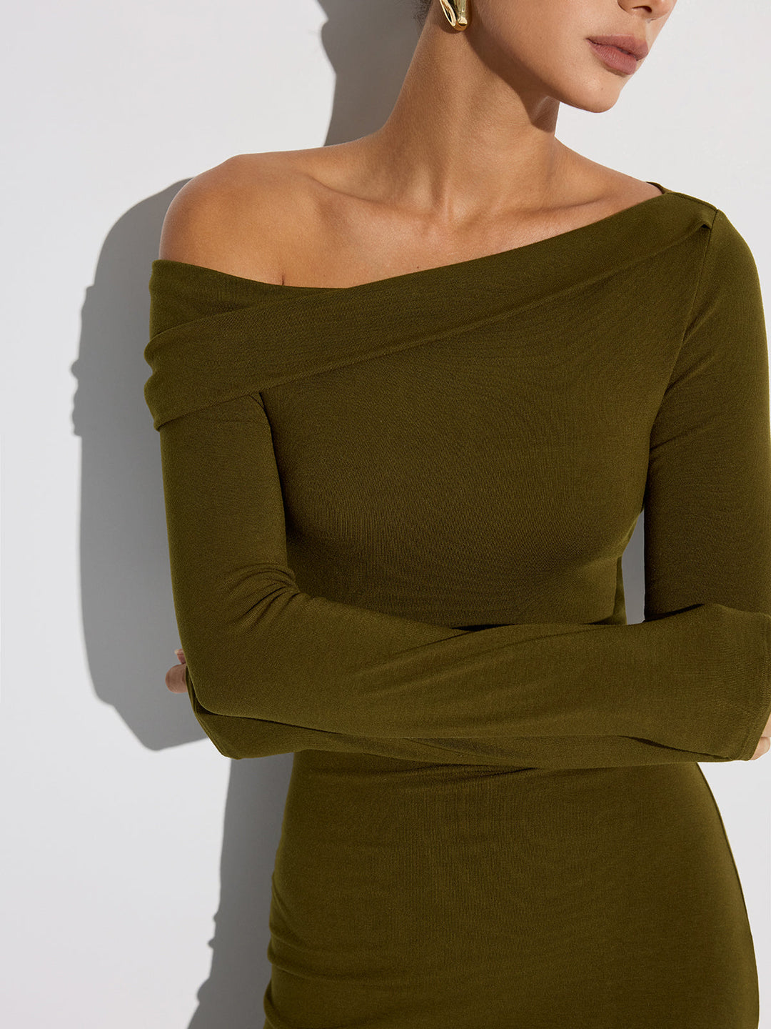 Off-Shoulder Long Sleeve Maxi Dress