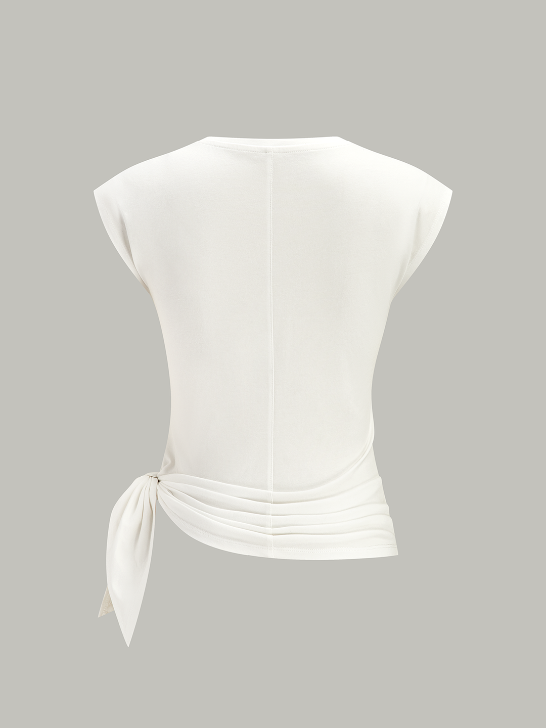 Cotton Blend Cap Sleeve Side-Tie T-Shirt
