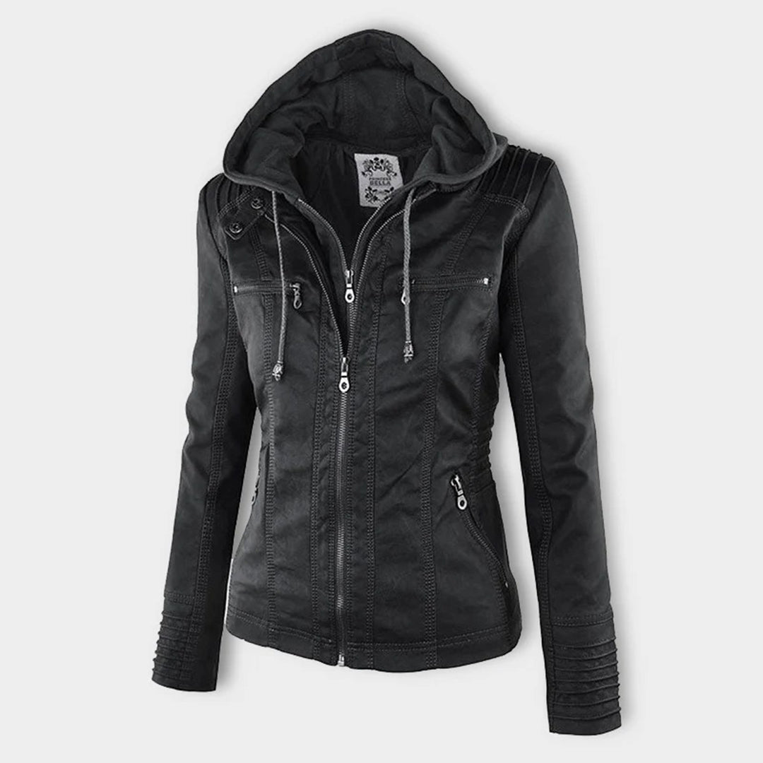 Modern Leather Jacket with Hood