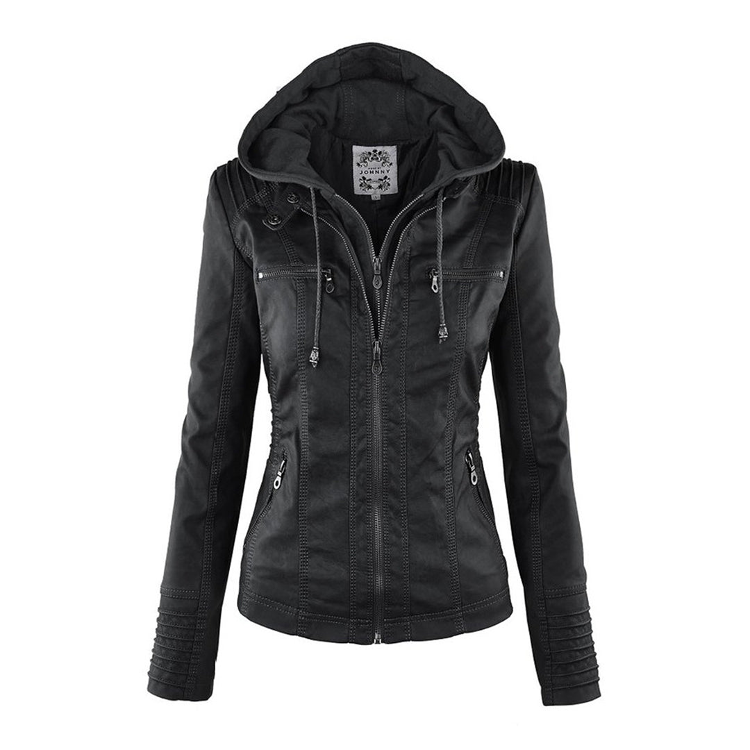 Modern Leather Jacket with Hood