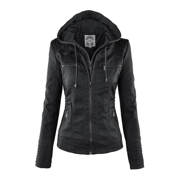 Modern Leather Jacket with Hood