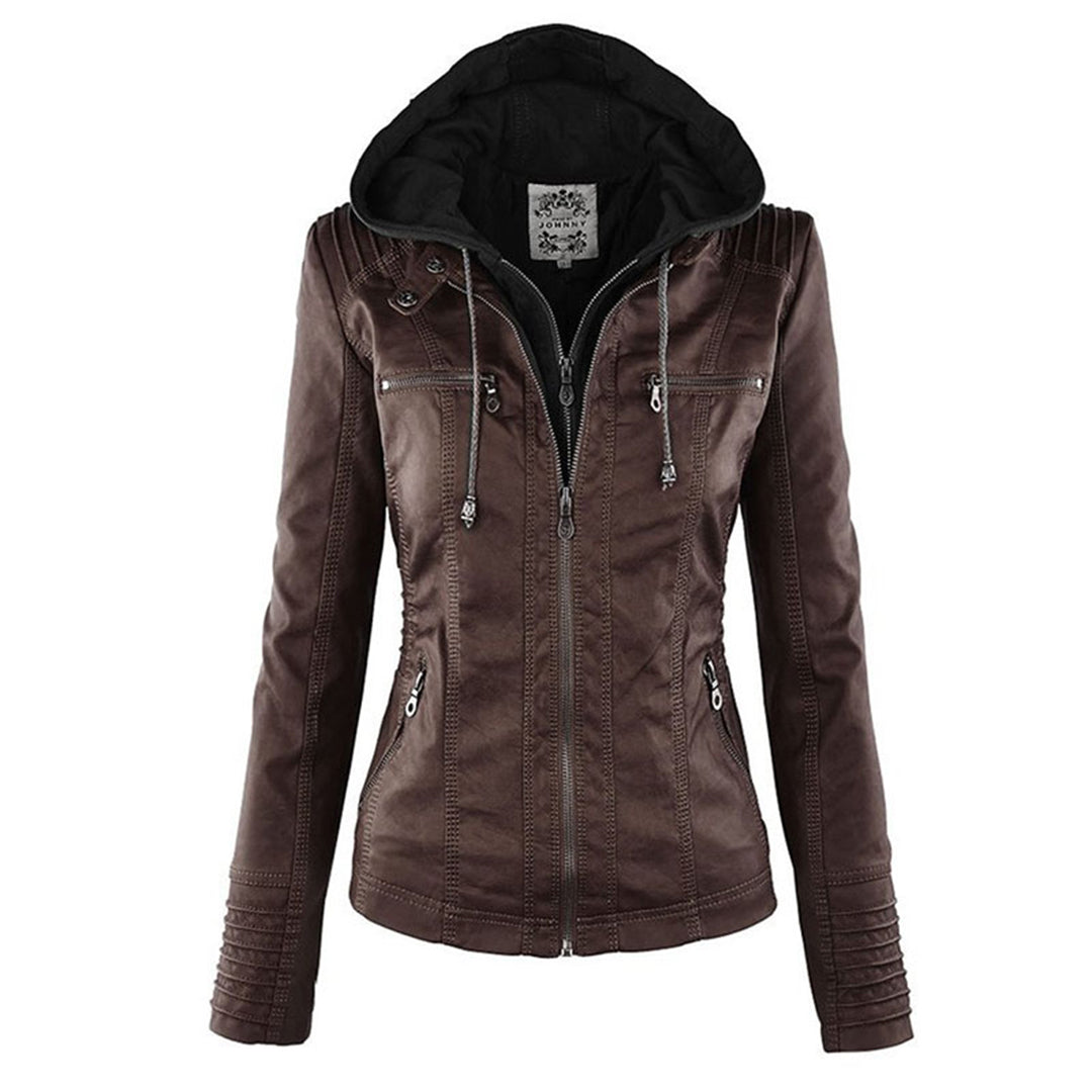 Modern Leather Jacket with Hood