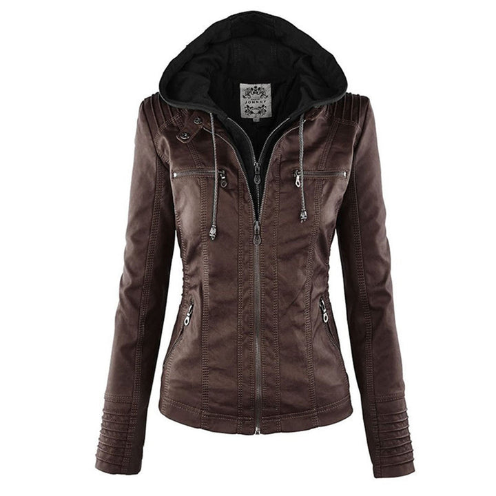 Modern Leather Jacket with Hood