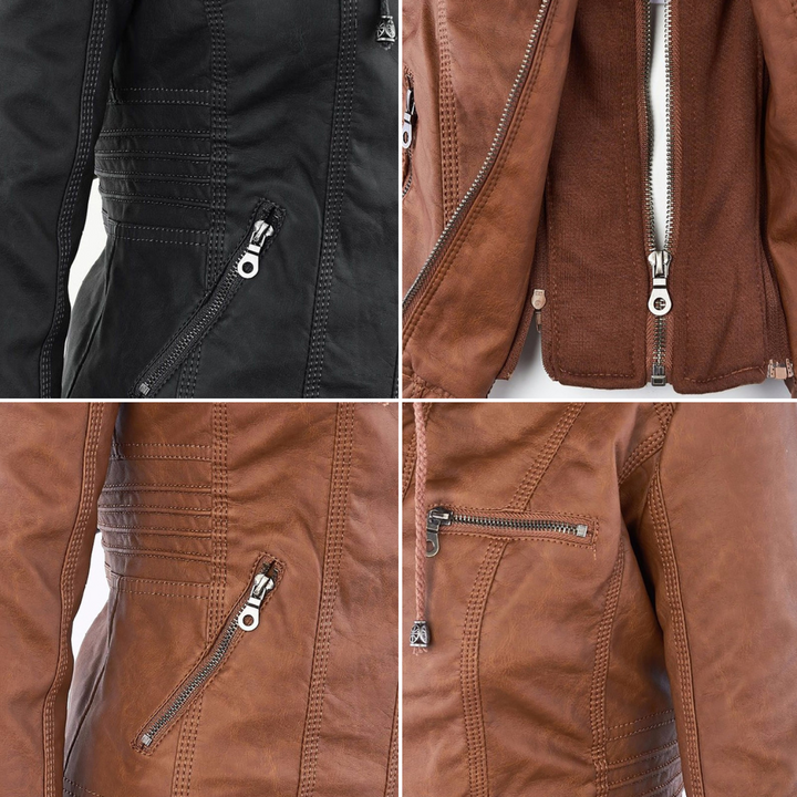 Modern Leather Jacket with Hood
