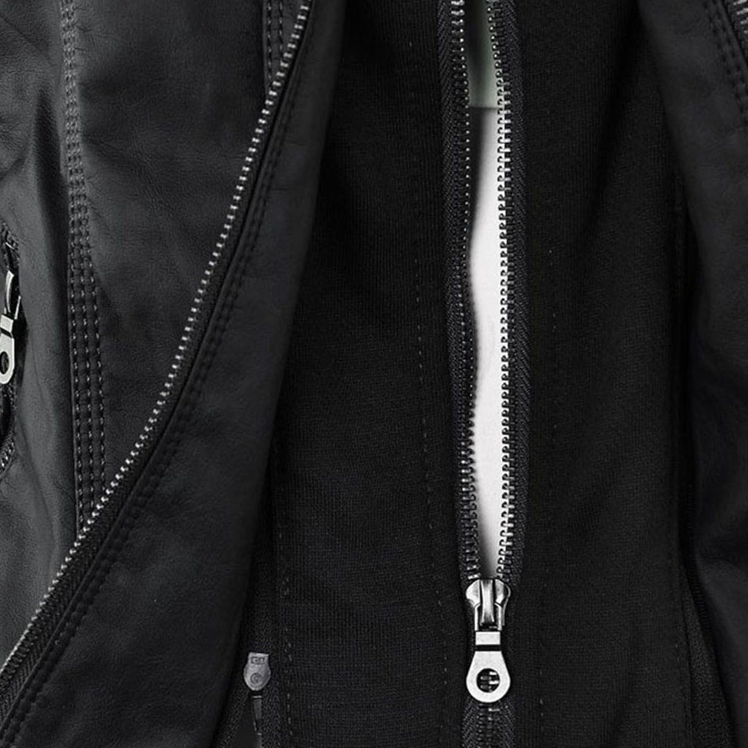Modern Leather Jacket with Hood