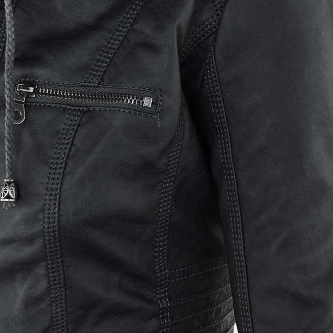 Modern Leather Jacket with Hood
